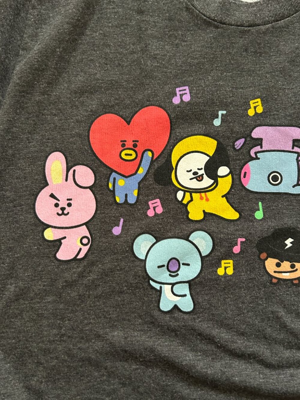 BT21 Dark Gray Graphic Tee Women's Small Colorful Illustration BTS Merch - Picture 3 of 5